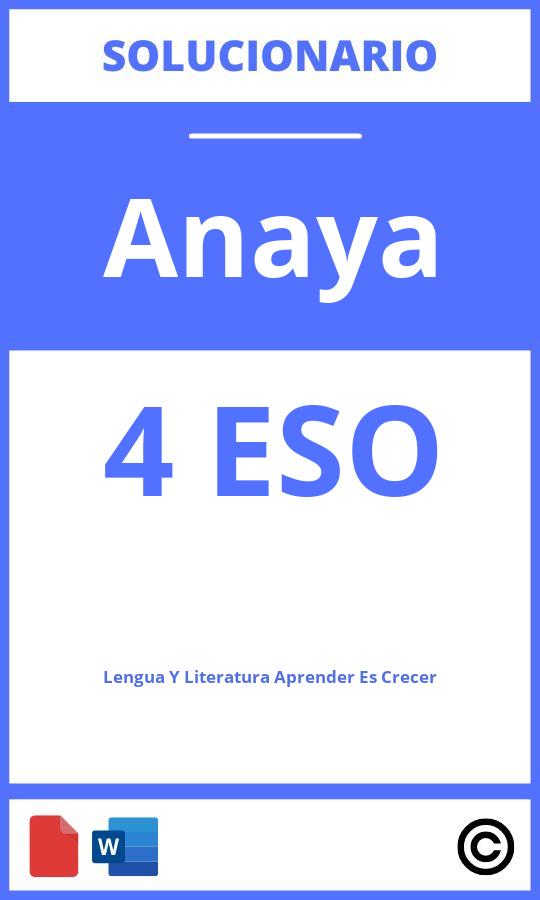 Solucionario Lengua Y Literatura 4 Eso Anaya Aprender Es Crecer